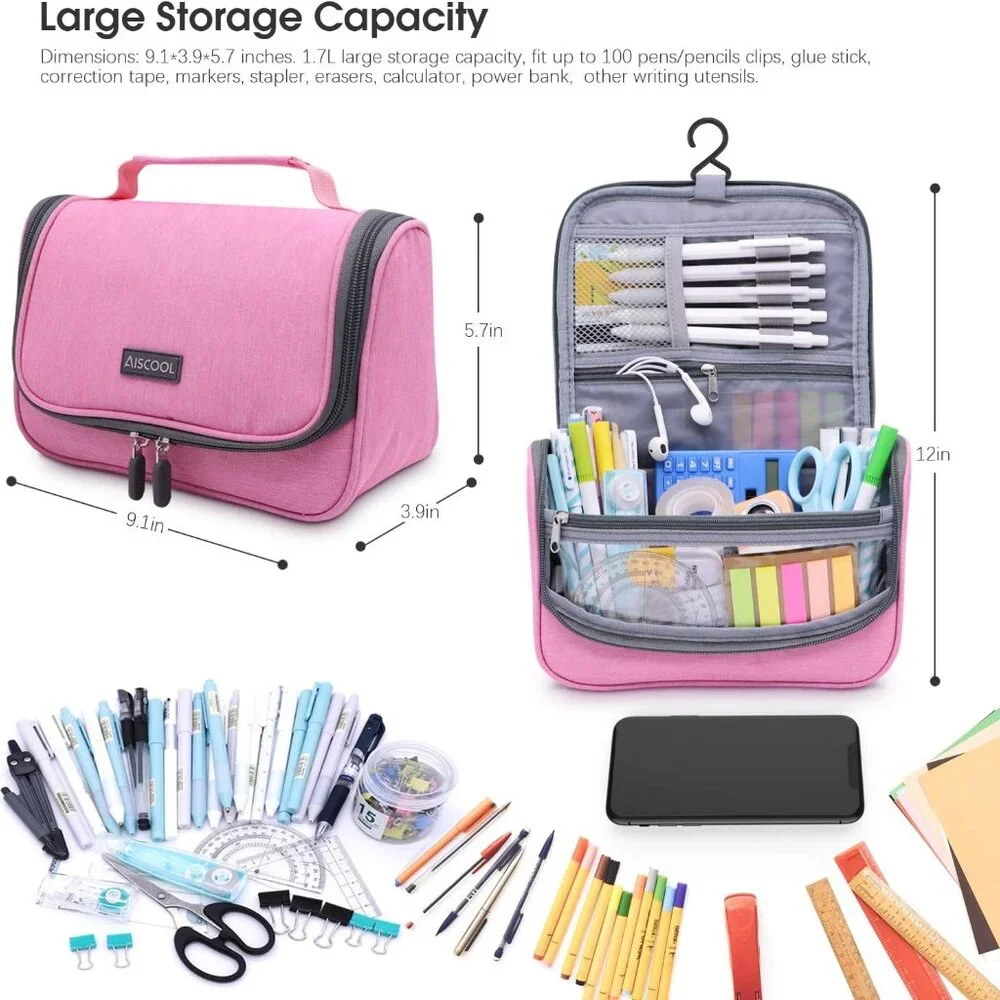 NWT Aiscool Pink Pencil, Pen, Stationary Case Organizer for School or Office